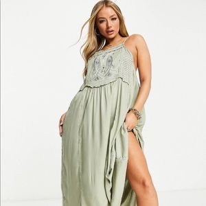 ASOS Appliqué Sage Green Maxi Dress